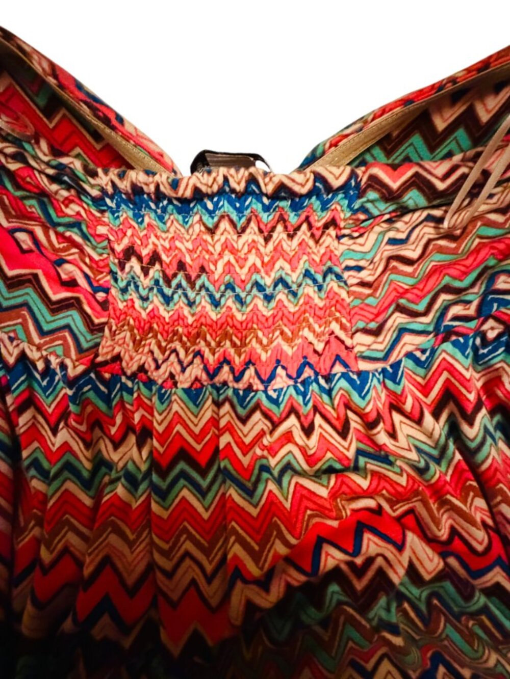 Woman's: American Rag Strapless Chevron Print Maxi Dress with Wooden Bead Detail - Picture 4 of 7
